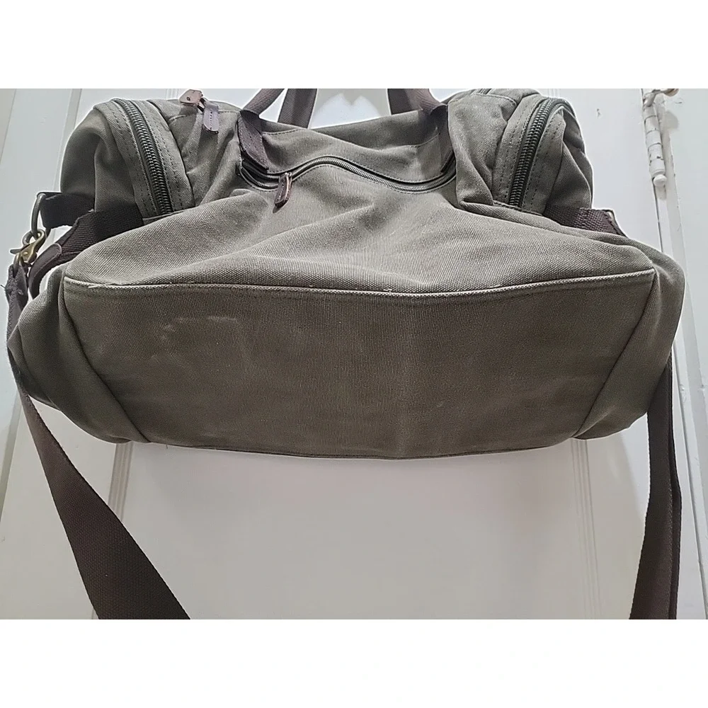 Vintage Canvas & Leather Duffle Bag – Large Travel Hunting Weekender, 2 Magnetic